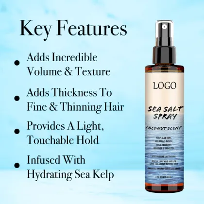Customize Logo Natural Coconut Sea Kelp Texture Sea Salt Water Spray For Hair
