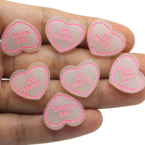 Beautiful White Pink Letter Heart Shape Resin Flatback Cabochon Beads Crafts Children Scrapbook Making Ornament Slime DIY Art