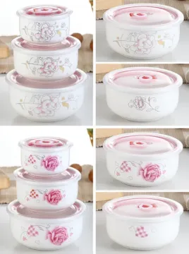 Bone China Bowl Set with Plastic Cover