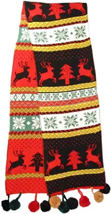 knitted warm pompom deer scarf for christmas