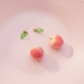 Japan South Korea Harajuku Style Cute Simulation Peach Women Earrings Fashion Small Fresh Pink Fruit Party Wedding Jewelry Gift