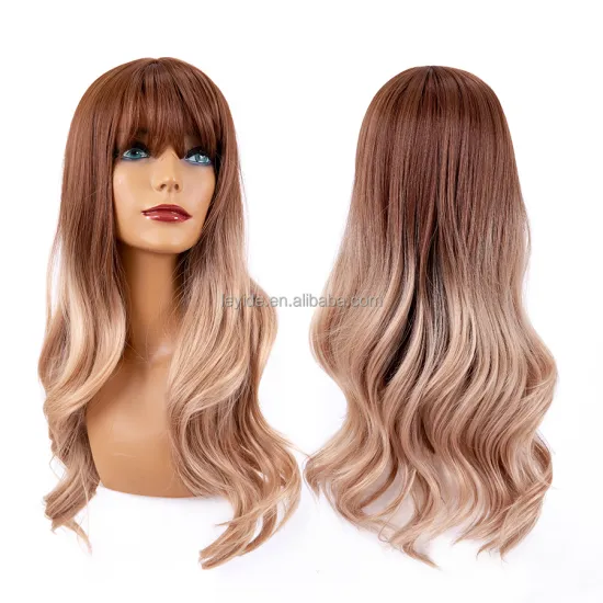 AliLeader In Stock 24 inches Ombre Honey Blonde Brown None Lace Glueless Body Wavy Long Synthetic Wigs