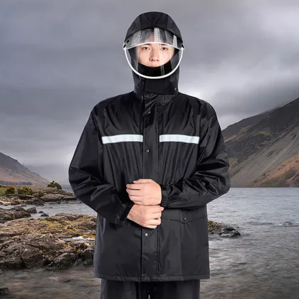 High-Definition Face Mask Raincoat Suit with Double Brim Hat