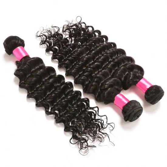 wholesale prices natural  color deep curly wet and wavy hair bundle with frontal factory price deep curly human hair bundles