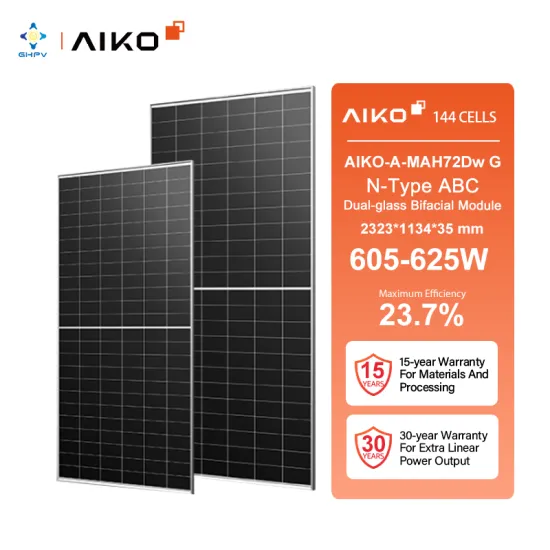 Search Engine Title: 'Europe Rotterdam Warehouse Stocks: High-Quality Aiko Solar Panels - 605W, 610W, 620W, 625W Bifacial PV Panels with Half Cell Technology'