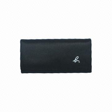 Black Coin Wallet, Made of Satin Material, OEM Orders Welcomed
