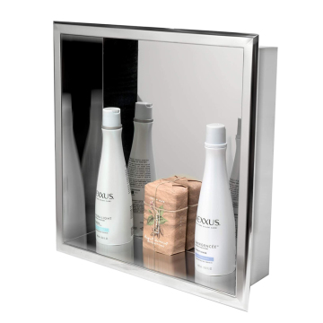 Mirror Polished Stainless Steel 304 Shower Niche - 16x16 inch Anti-Rust Square Bathroom Storage Solution