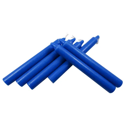 Cheap scented blue candle yellow taper candle