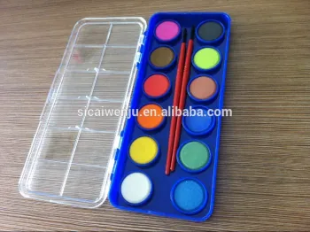 professional12pcs packed watercolor cake artist poster paint in plastic box