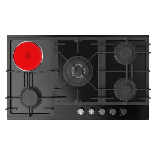 High-Quality Built-In 5 Burner Gas and Electric Hob Stove with Tempered Glass