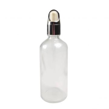Botella de gotero de vidrio de aceite esencial transparente