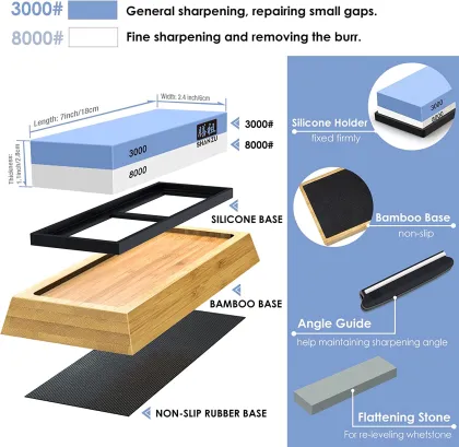 Professional 4-Grit Sharpening Stone Set: Whetstone for Precise Knife Edge Sharpening