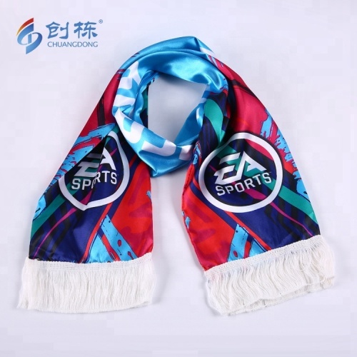 Anpassat tryck Satin Football Club Fans Soccer Scarf