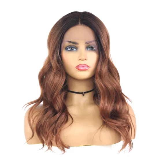 Synthetic Lace Wigs Ombre Blonde Color Natural Wave Black Blonde Shoulder Length Heat Resistant Fiber Lace Wig For Women