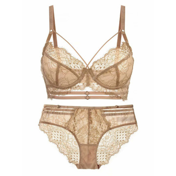 34d/36d/38d/40d Spitzen-Bügel-Dessous und Höschen-Set