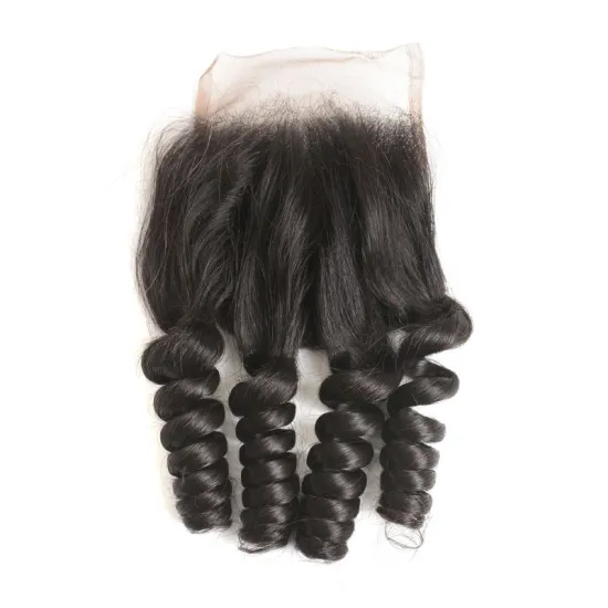 Funmi Curl Wave Human Hair With Closure Sample Order Accept Raw Virgin One Donor Cuticle Aligned Hair Closure