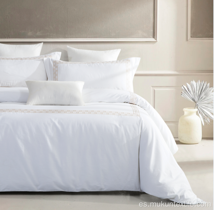 Hotel Luxury Ropa de cama Set Conjunto Algodón Blanco