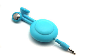 Mp3 Player Cute Retractable Earphones Blue , 3.5mm Stereo Headset 20 - 20000hz