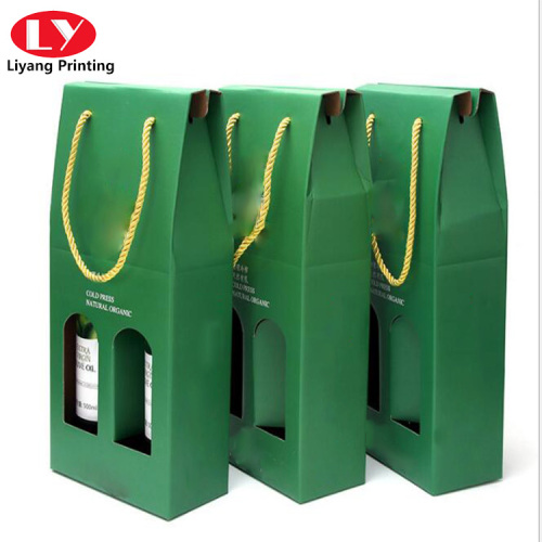 Botella de vino verde doble set caja de embalaje