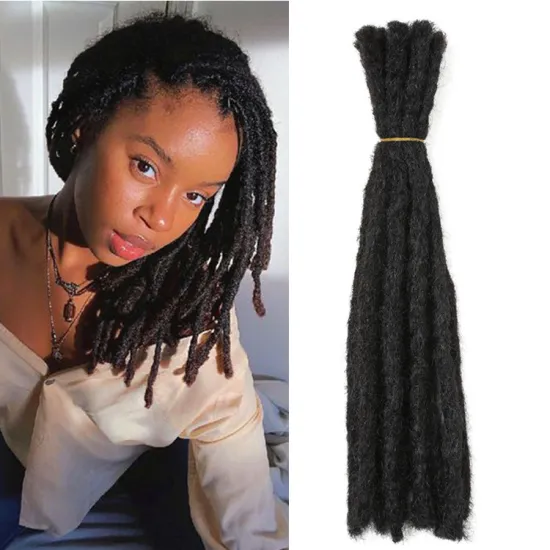 straight handmade dreadlocks hair extensions black reggae synthetic crochet braiding hair for women and men dreadlock Human Hair