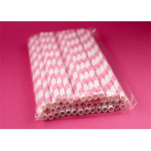 Custom pink and white paper straws