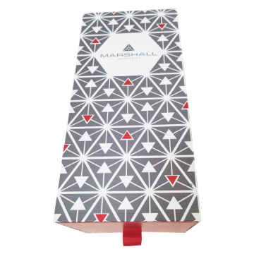 Eco-friendly delicate red ribbon drawer packaging boxes