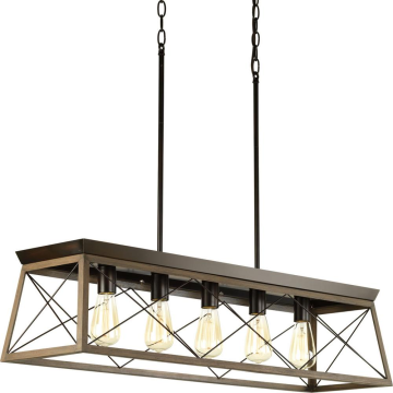 5-Light Rectangular Chandelier Farmhouse Industrial Lighting for Home Dining/Living Room