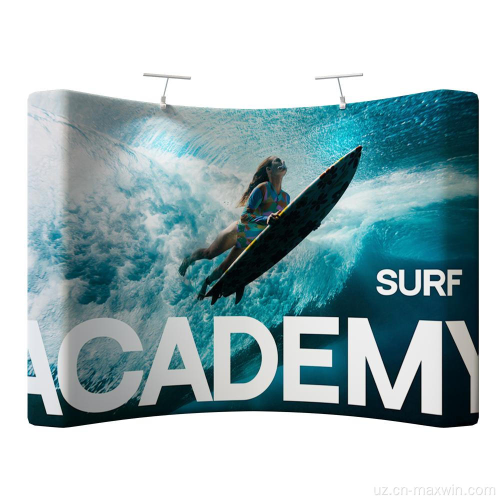 Portativ egri shaklidagi pop-up Dispen Stend