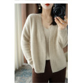 Full wool women's knitted cardigan two-piece set