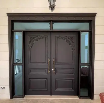 Luxury Custom Villa Big Solid Wood Modern Front Entrance Door with Smart Lock
