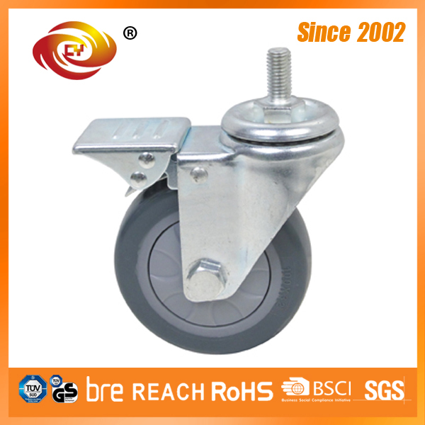 4 Inch Grey PU Single Bolt Hole Industrial Caster Wheel