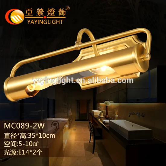 vintage brass wall lamp for WC, hallway living room European-style minimalist brass washing room wall lamp