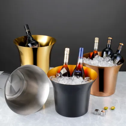 Hot Sale Sustainable Beverage Cooling Solutions: Gold Metal Ice Buckets, 5 Liter Coolers & Party Holders