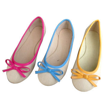 Ladies' Ballerina Shoes with Canvas Upper and PU Lining