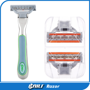 Personalized Baili Metal Handle Razor 3 Blade Shaver Pivoting Head Shaving for Men