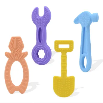 Baby Teething Toys Set: Silicone Hammer Wrench Tooth Glue Baby Grinding Stick - Boil Safe