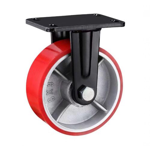 Super Heavy Duty Red Fixed Iron Pu Casters