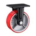 Super Heavy Duty Red Fixed Iron PU Casters