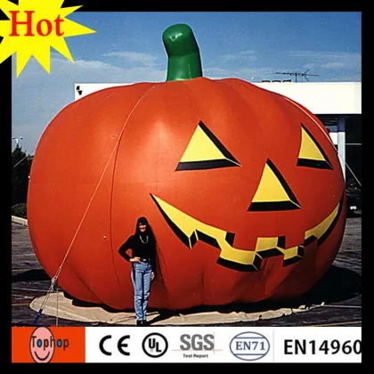 outdoor decorating large foam design lighted halloween pumpkins wear black hat