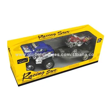 Friction Power Tow Toy Truck with Beach Motorcycle, (Head Stock 4-color, Yellow/Black/Red/Blue)