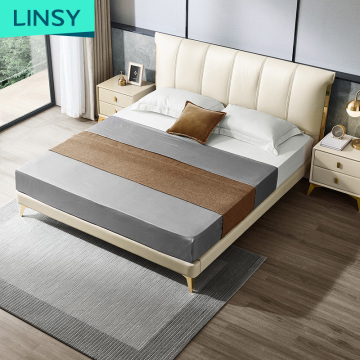 Linsy Fancy Modern Modern Cheap King Bed Кожаный изголовье для спальни мебели для спальни