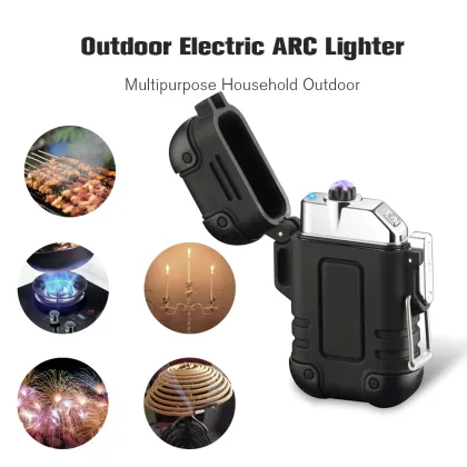  Waterproof USB Travel Lighter: Double Arc Windproof Electronic Cigarette Lighter