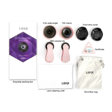 2 in 1 universal camera lens kit,wide angle macro fisheye for smart phone camera lens kit