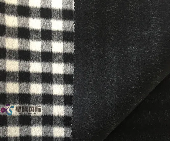Small Black White Plaid 100% Wool Fabric