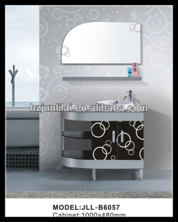 Stainless Steel Bathroom Cabinet Black Surface With White Circle