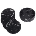 Coasters for Drinks 6-Piece with Holder,Marble Black Round Cup Mat Pad Set Of Home and Kitchen Use