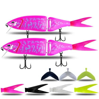 Multi Jointed Trolling Lures: Big Game Floating Hard Bait with Soft Tail for Bass