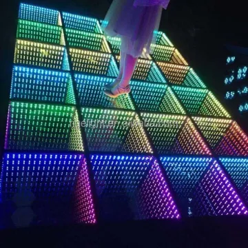 RIGEBA Wireless Magnetic Remote LED 3D Mirror Infinity Dance Floor for Weddings and Events