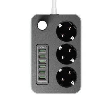 Prise d'extension standard de l'UE avec 3 prises, 2 ports PD de type C et 3 ports USB Fast Charging