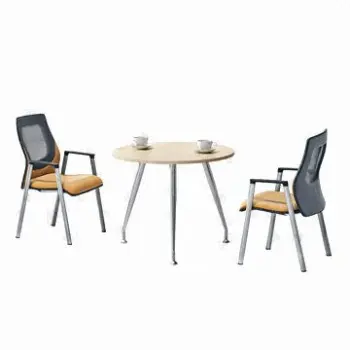 Round Conference Table, Chipboard with Melamine and Metal Leg